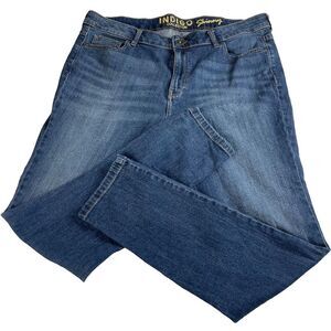 M & S Indigo Collection  Skinny Jeans Size 14 36x30  Mid Rise Blue Stretch Denim